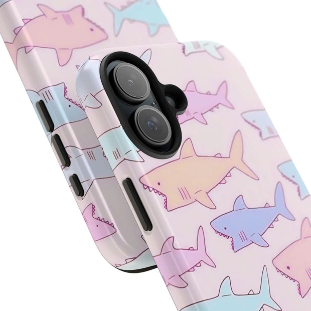 Pastel Shark Pattern Tough Phone Case LavenderCeleste