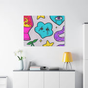 Kawaii Lava Lamp Sad Cloud Snake Matte Canvas Print LavenderCeleste
