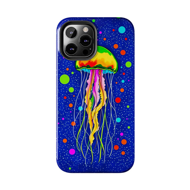 Vibrant Neon Jellyfish Cosmic Sea Tough Phone Case