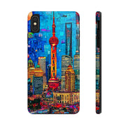 Shanghai Skyline Collage Pop Art Tough Phone Case LavenderCeleste