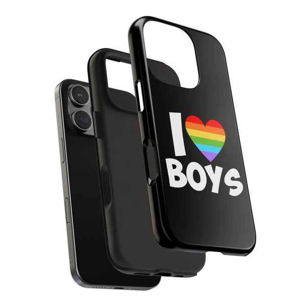 I Love Boys Pride Tough Phone Case – LGBTQ+ Rainbow Heart Design
