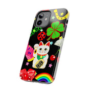 Lucky Symbols Tough Phone Case – 777 Dice Rainbow Maneki Neko Design - LavenderCeleste