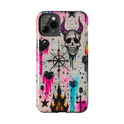 Skull Occult Neon Drip Pastel Goth Tough Phone Case LavenderCeleste
