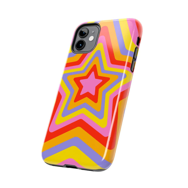 Retro Rainbow Star Groovy Tough Phone Case LavenderCeleste