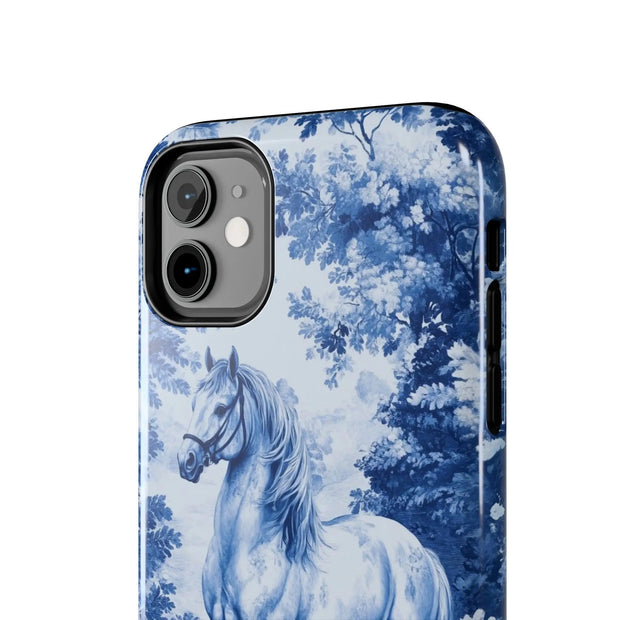 Blue Toile Horse Country Scenic Tough Phone Case LavenderCeleste