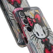 Goth Bow Cat Graffiti Pop Art Tough Phone Case LavenderCeleste