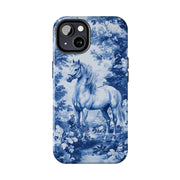 Blue Toile Horse Country Scenic Tough Phone Case LavenderCeleste