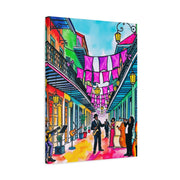 Vibrant New Orleans Jazz Street Matte Canvas – French Quarter Music Scene Printify