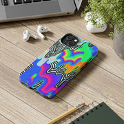 Trippy Technicolor Drip Retro Tough Phone Case LavenderCeleste