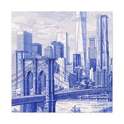New York City Toile Art – Blue Scenic Skyline Matte Canvas Printify