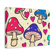 Kawaii Mushroom Cherry Flower Matte Canvas Print LavenderCeleste