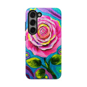 Vibrant Pink Rose Abstract Tough Phone Case LavenderCeleste