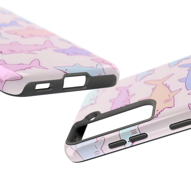 Pastel Shark Pattern Tough Phone Case LavenderCeleste
