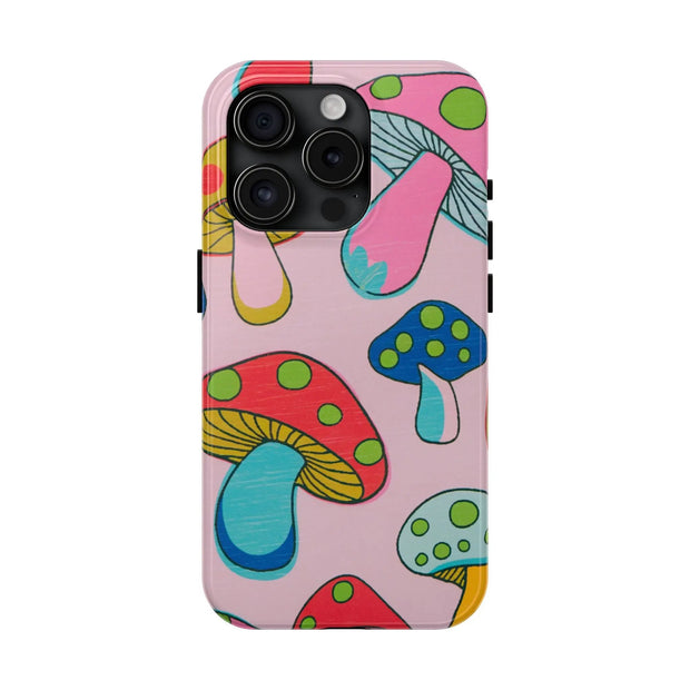 Retro Groovy Mushroom Tough Phone Case LavenderCeleste