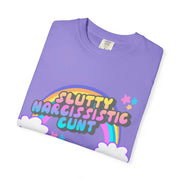Slutty Narcissistic Cunt Rainbow Typography Comfort Colors Tee LavenderCeleste