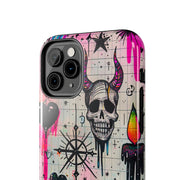 Skull Occult Neon Drip Pastel Goth Tough Phone Case LavenderCeleste