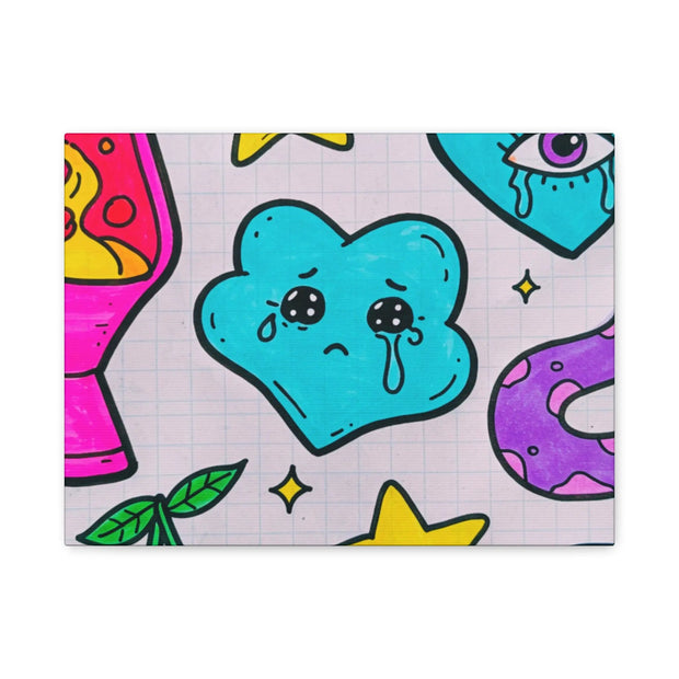 Kawaii Lava Lamp Sad Cloud Snake Matte Canvas Print LavenderCeleste