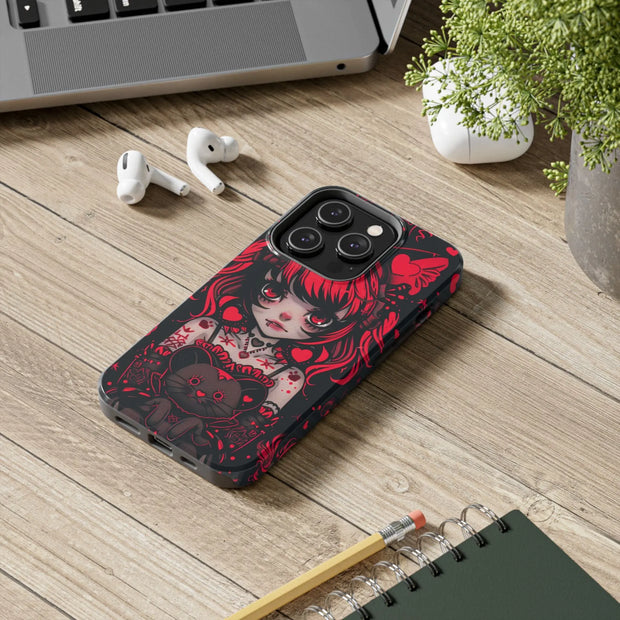 Kawaii Gothpunk Red Heart Tough Phone Case