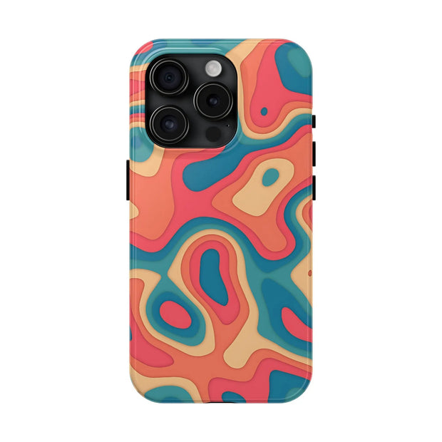 Retro Coral Abstract Mid-Century Tough Phone Case LavenderCeleste