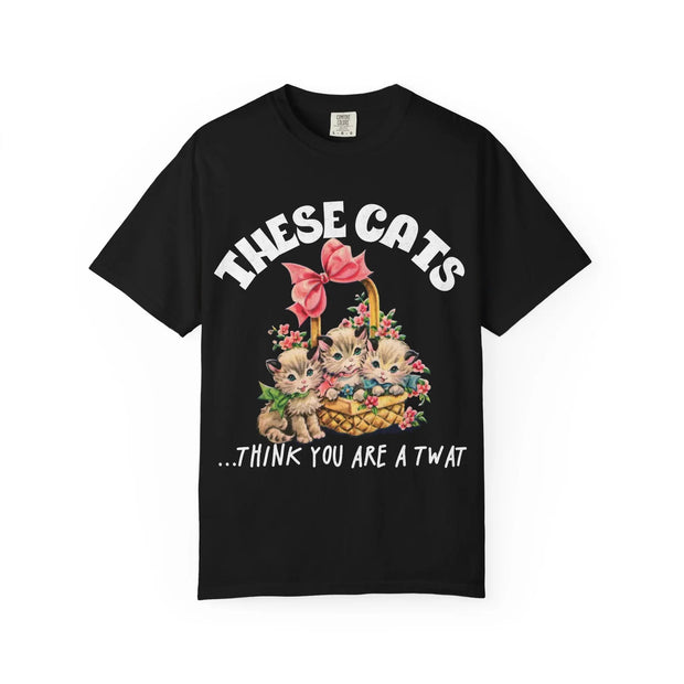 These Cats Think You Are a Twat Funny Comfort Colors Tee LavenderCeleste