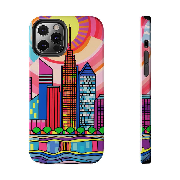 Tulsa Oklahoma Retro Pop Skyline Tough Phone Case LavenderCeleste