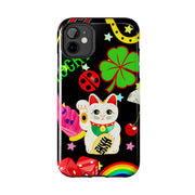 Lucky Symbols Tough Phone Case – 777 Dice Rainbow Maneki Neko Design - LavenderCeleste