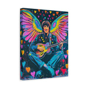Psychedelic Guitar Angel Matte Canvas Art LavenderCeleste