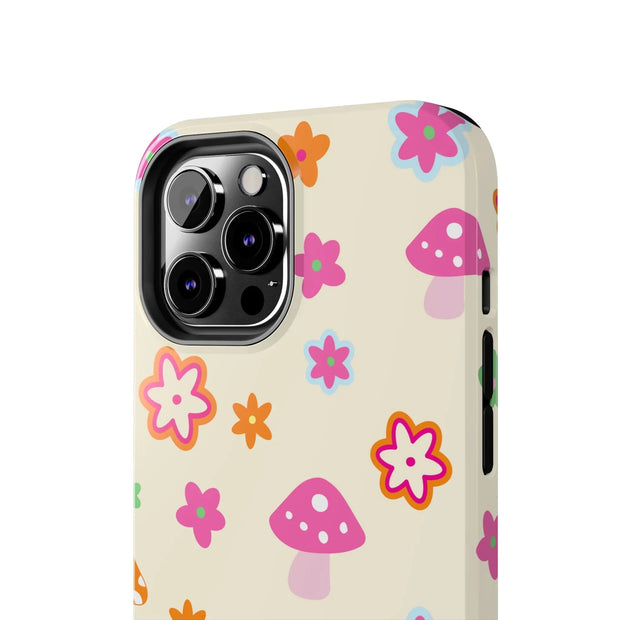 Retro Mushroom Flower Power Tough Phone Case LavenderCeleste