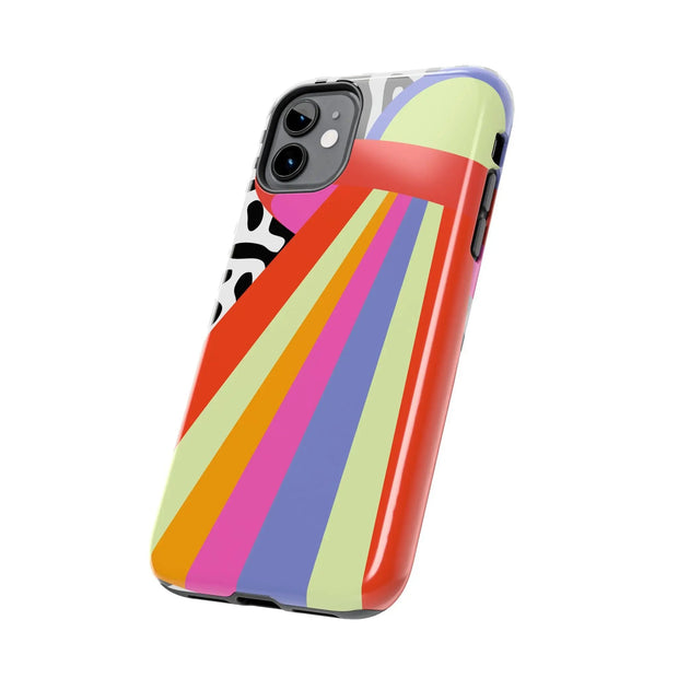 Retro Mod UFO Rainbow Beam Tough Phone Case LavenderCeleste