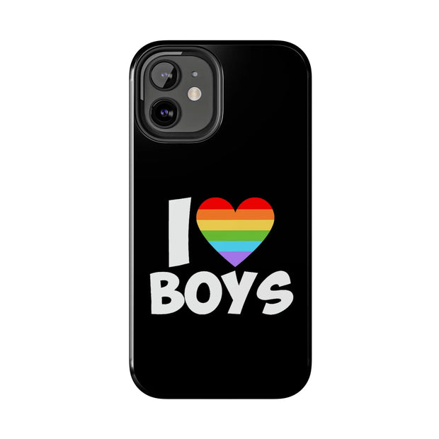 I Love Boys Pride Tough Phone Case – LGBTQ+ Rainbow Heart Design
