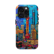 Shanghai Skyline Collage Pop Art Tough Phone Case LavenderCeleste