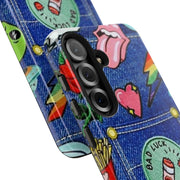 Retro Kidcore Denim Patch Tough Phone Case LavenderCeleste