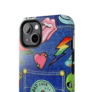 Retro Kidcore Denim Patch Tough Phone Case LavenderCeleste