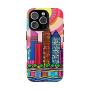 Tulsa Oklahoma Retro Pop Skyline Tough Phone Case LavenderCeleste
