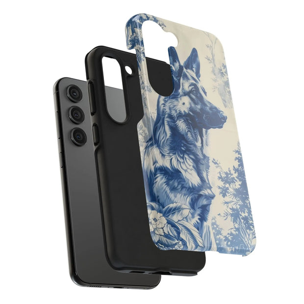 Blue Toile German Shepherd Scenic Tough Phone Case LavenderCeleste