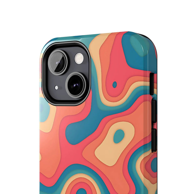 Retro Coral Abstract Mid-Century Tough Phone Case LavenderCeleste