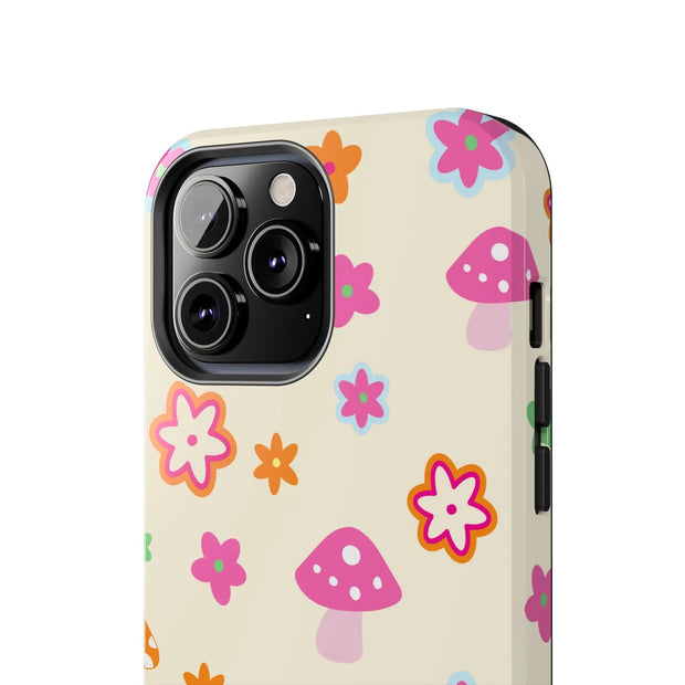 Retro Mushroom Flower Power Tough Phone Case LavenderCeleste