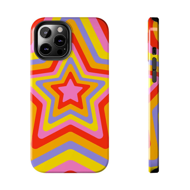 Retro Rainbow Star Groovy Tough Phone Case LavenderCeleste