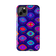 Trippy Neon Evil Eye Protective Tough Phone Case LavenderCeleste
