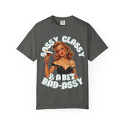 Sassy Classy & A Bit Bad-Assy Retro Pinup Tee LavenderCeleste