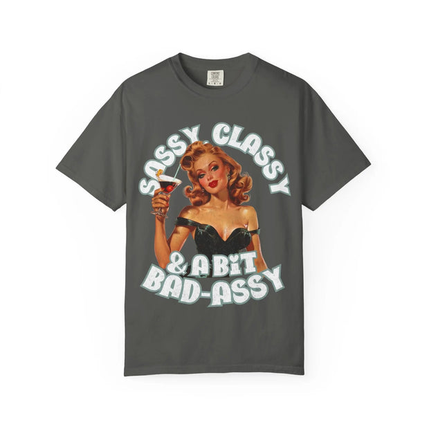 Sassy Classy & A Bit Bad-Assy Retro Pinup Tee LavenderCeleste