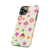 Retro Mushroom Flower Power Tough Phone Case LavenderCeleste