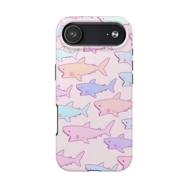 Pastel Shark Pattern Tough Phone Case Printify