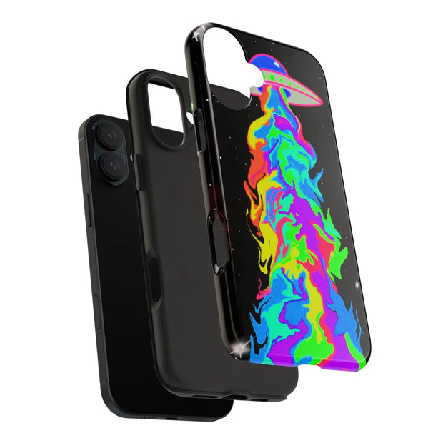 Psychedelic Neon UFO Abduction Tough Phone Case LavenderCeleste