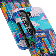 Los Angeles Hollywood Skyline Tough Phone Case – Vibrant Pop Art City Design - LavenderCeleste