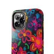 Neon Crochet Floral Tough Phone Case – Vibrant Retro Handmade Pattern Printify