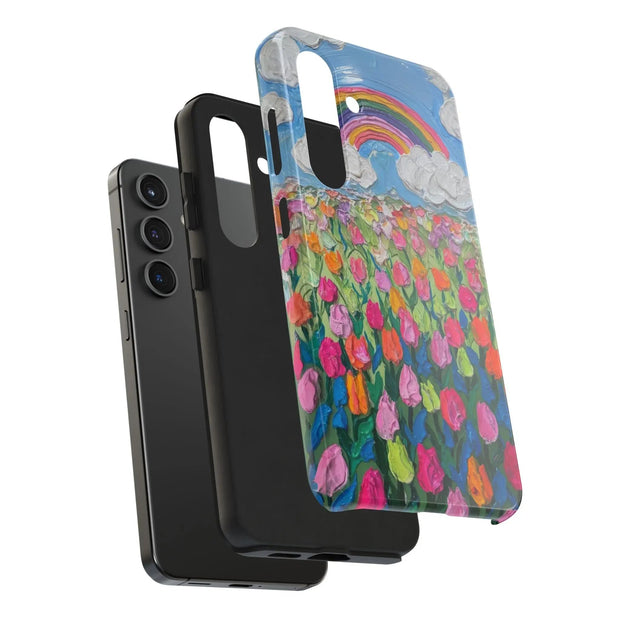 Rainbow Tulip Field Tough Phone Case LavenderCeleste