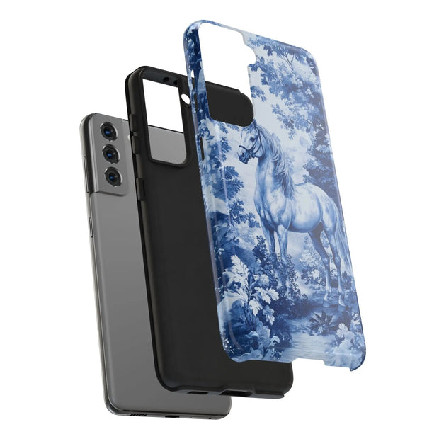 Blue Toile Horse Country Scenic Tough Phone Case LavenderCeleste