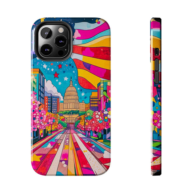 Washington DC Psychedelic Capitol Rainbow Tough Phone Case LavenderCeleste