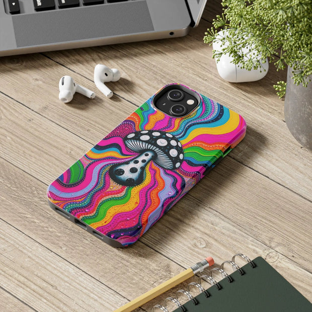 Psychedelic Rainbow Mushroom Art – Trippy Tough Case Printify